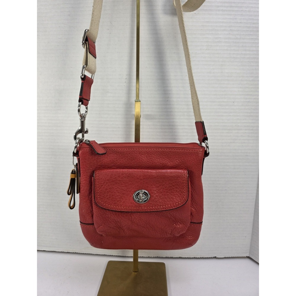 Coach Park Leather Swingpack Crossbody bag in‎ vermillion red pebbled leather